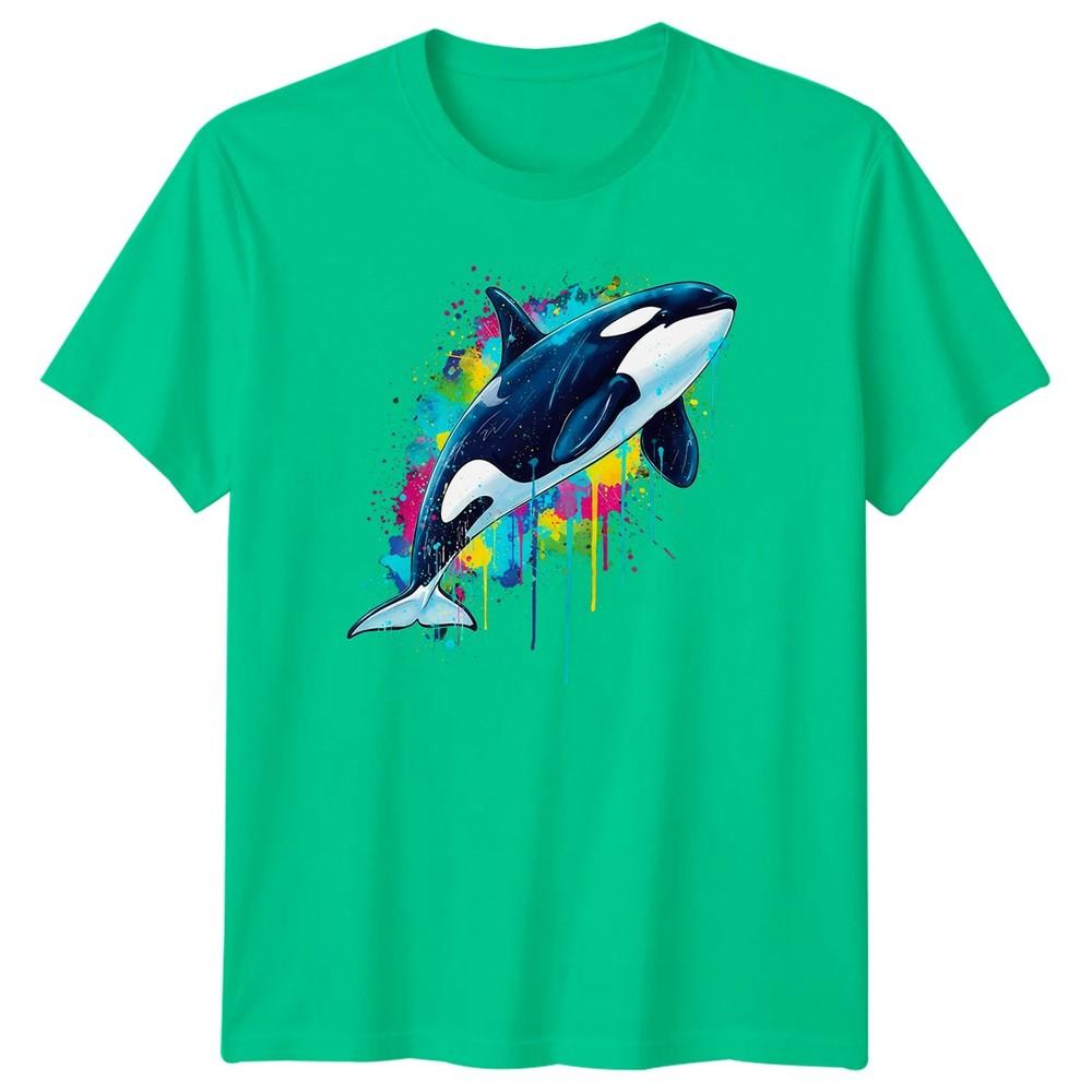 Orca Marine Animal Unisexs Tshirt Vibrant Splash Art