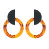 Exaggerated Fashion Acetic Acid Resin Brown Tortoiseshell Big Round Circle Hollow Drop Earrings