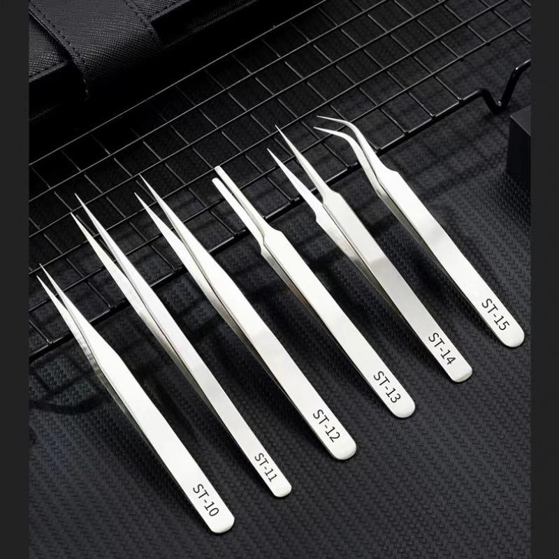 High Precision 304 Stainless Steel Pointed Tip Tweezers for Electronics and Hair Tweezing