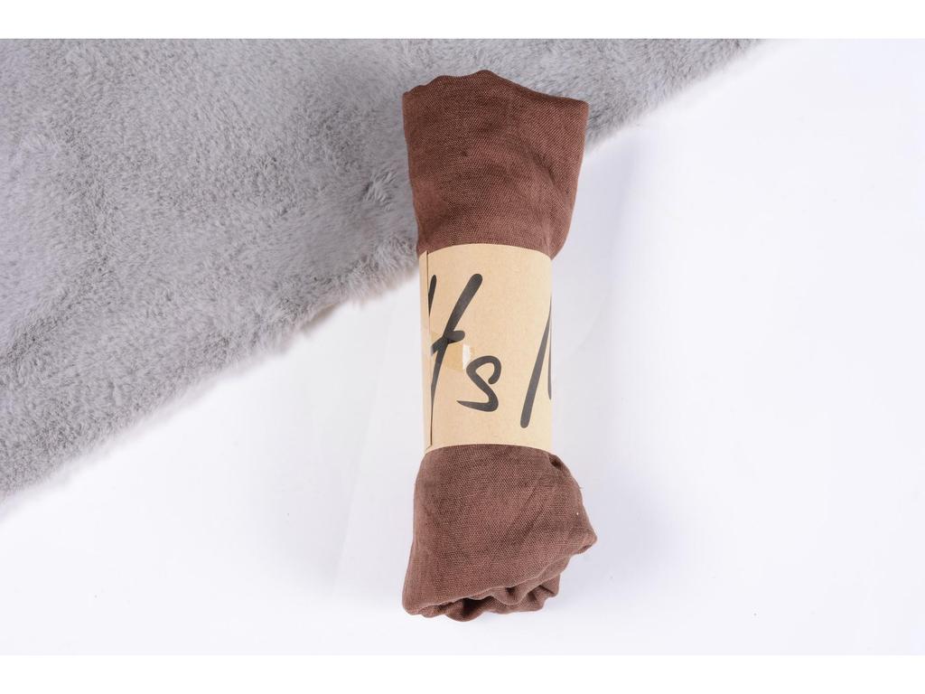 Eșarfă de bumbac și in de primăvară și vară pentru femei - Șal etnic plisat din tifon de culoare uni și batic de mătase.