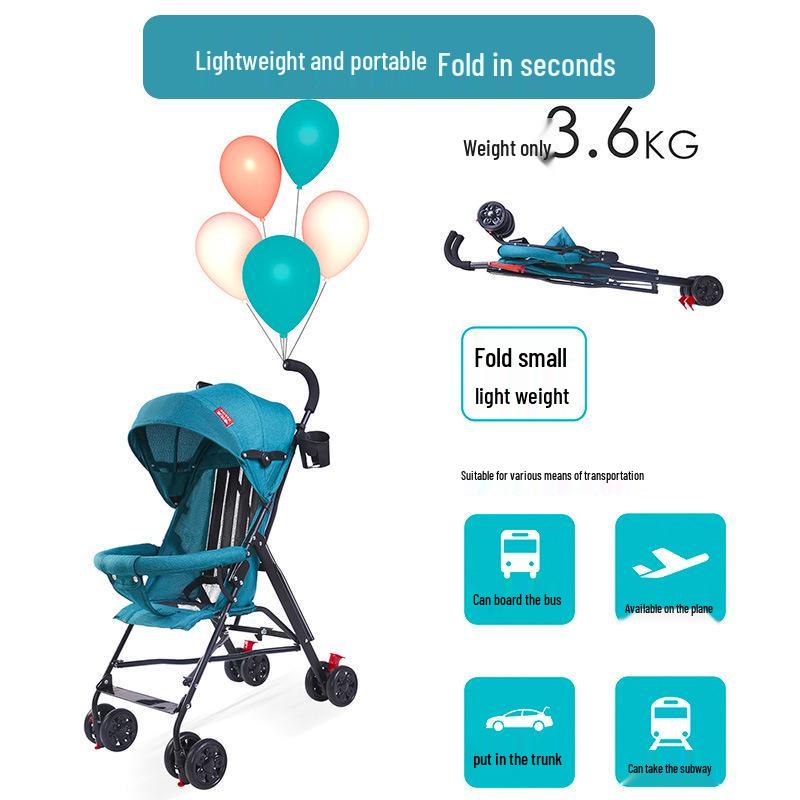 Lightweight Folding Umbrella Stroller with Reclining Seat for Babies and Toddlers