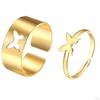 Fashion Hollow Matching Rings Set for Teen Girls Mens Engagement Adjustable Open Punk Jewelry