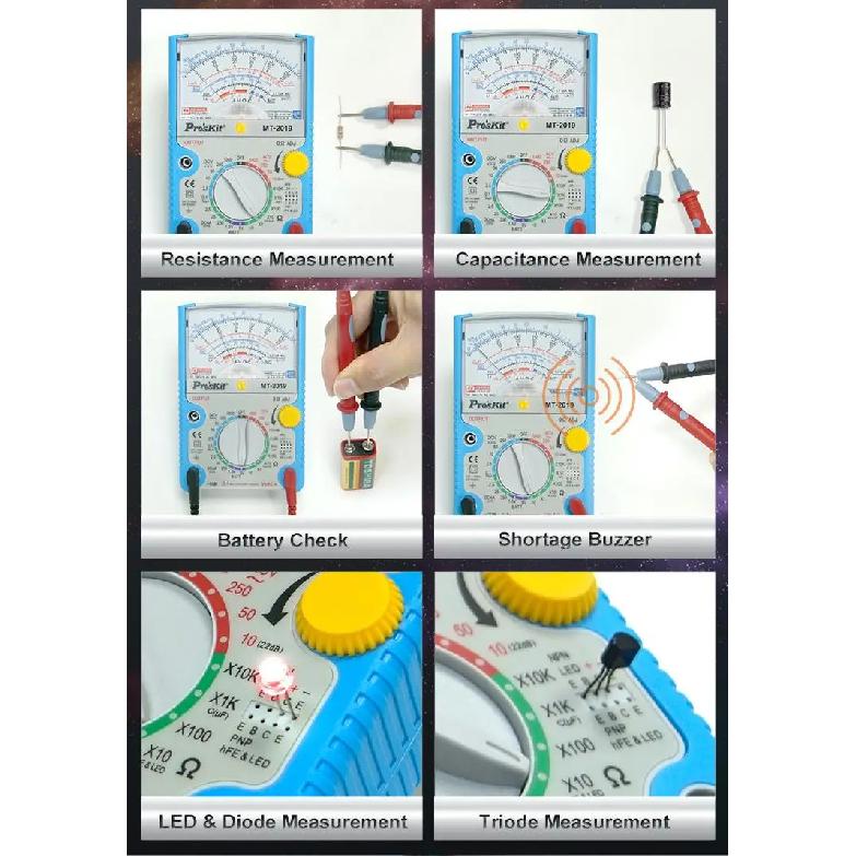 ProsKit MT-2019 Protective Function Analog Multimeter Safety Standard Professional Ohm Test Meter Tester Analog