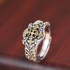 Adjustable Open Ring Men Women Vintage Cross Flower Design Retro Geometric Finger Plated