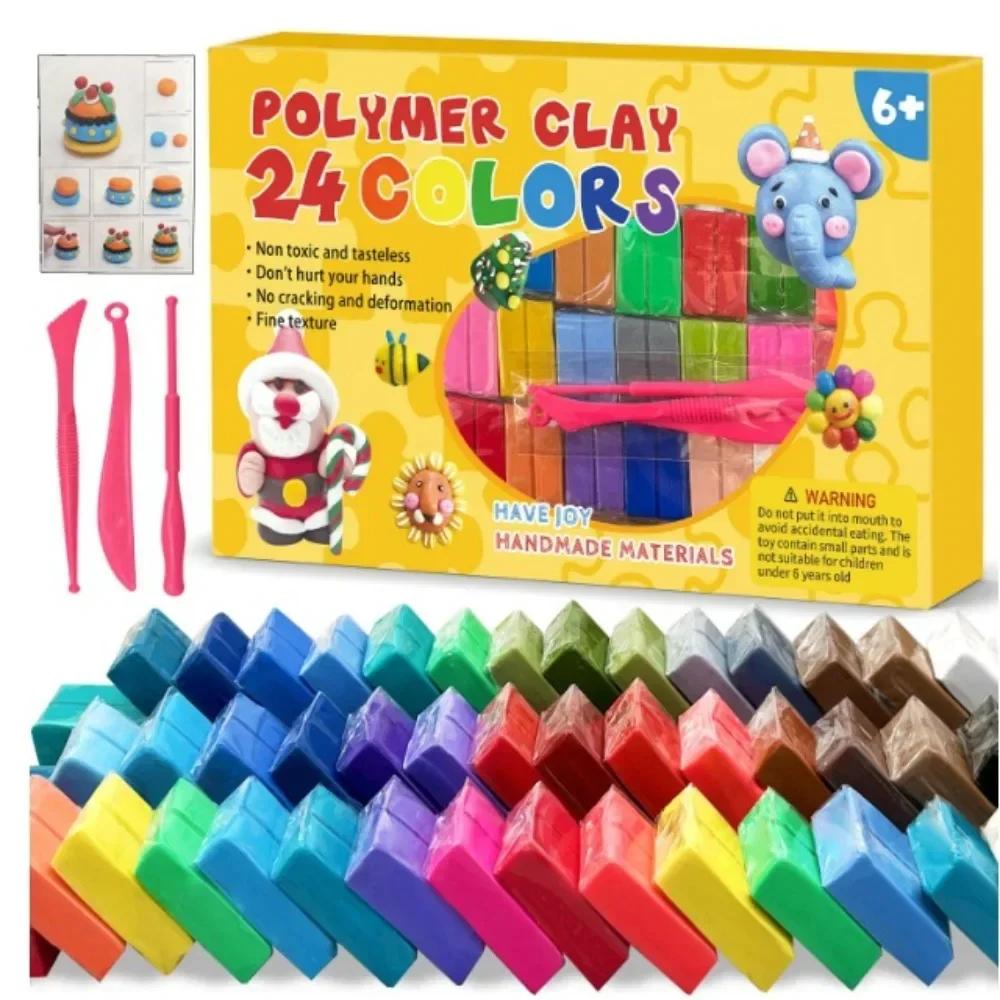 Nowe 24/32 Kolory Wysokiej Jakości Bloki Gliny Polimerowej DIY z Narzędziami Glinka do Wypieku w Piekarniku Kolorowa Lekka Plastelina Modelarska Prezent
