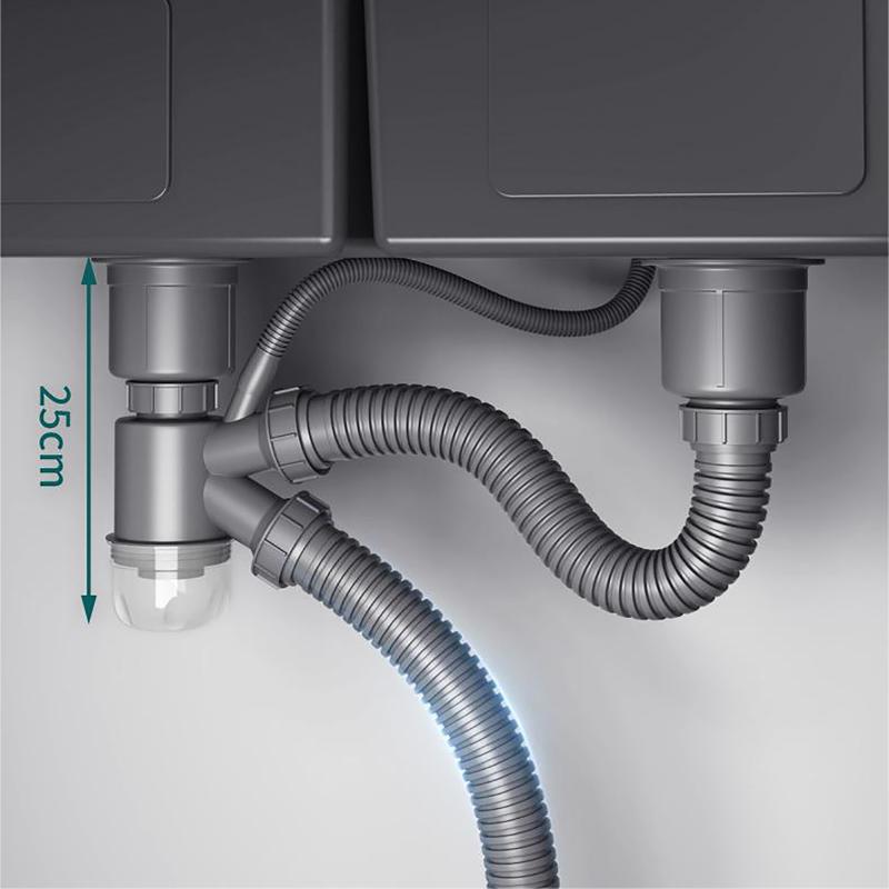 Kitchen Sink Double Basin Drainage Pipe Durable PVC Drain Kit for Home Restaurant Dual Sink Water Outlet Accessory