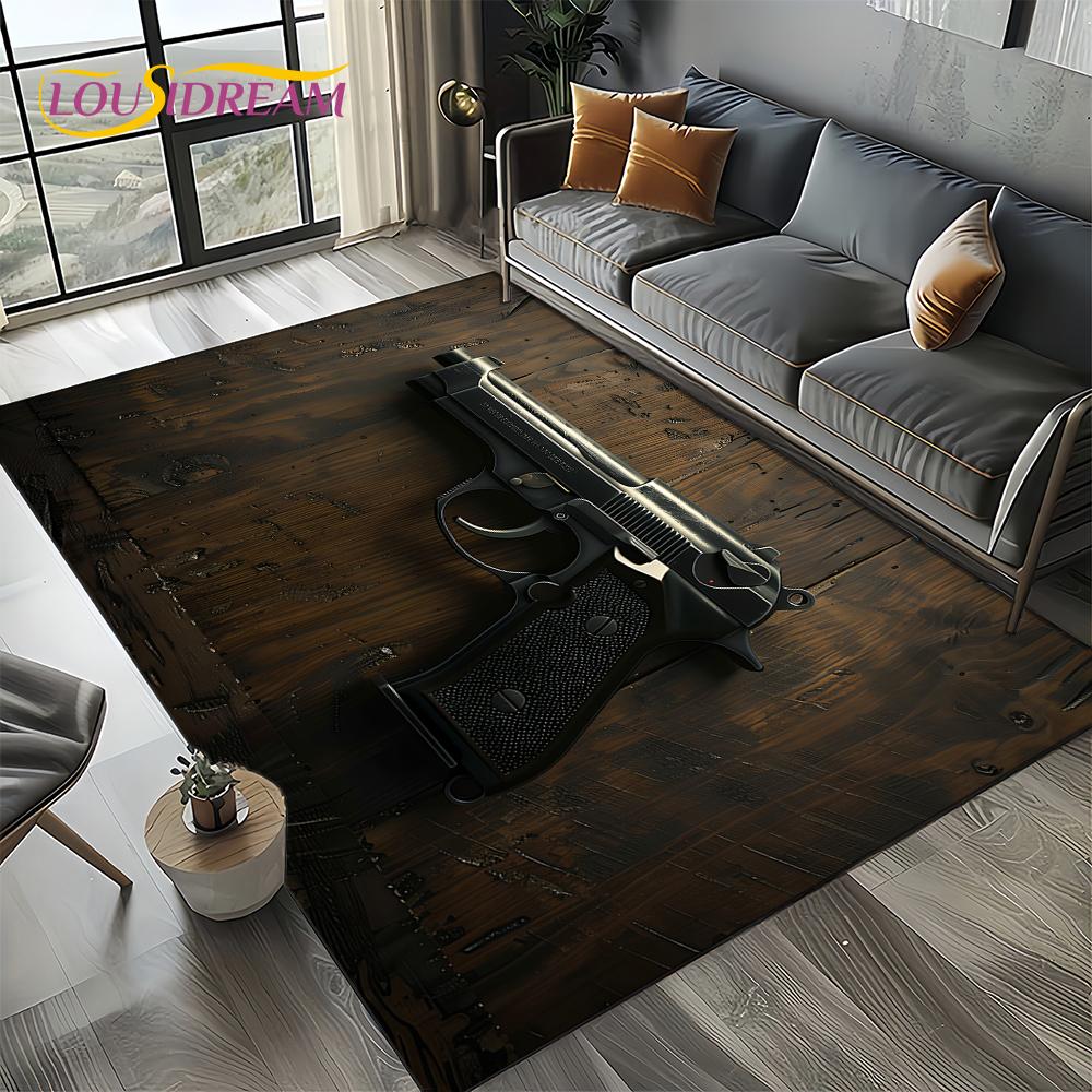 2025 New Cool Guns Pistol Ammunition Bullet Cartridge AK M4 Rug Carpet for Living Room Bedroom Decor,Non-slip for Sofa Doormat