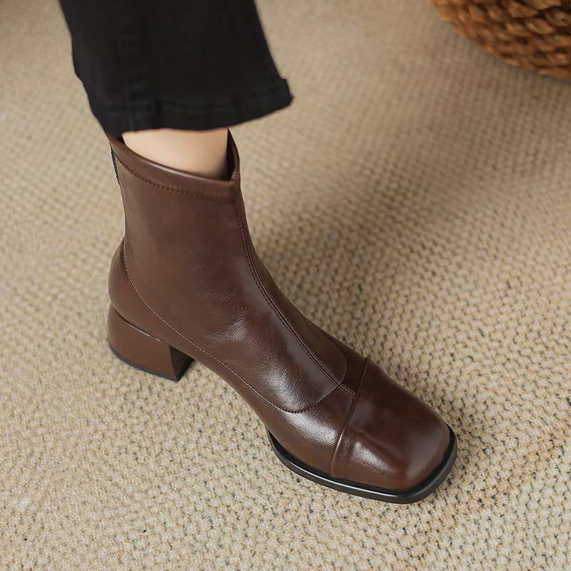 

Krazing Pot Микрофибра Зимние Круглые Носки Толстые Каблуки Ботинки Челси Размер 43 Женские Ретро Элегантные Женские Ботильоны На Молнии 43 коричневый