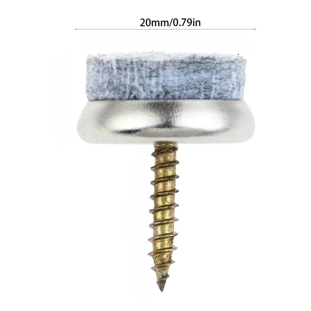 30pcs Felt Furniture Gliders Screws-on 18mm-28mm 0.7"-1.1" Chair Leg Pads Wooden Floor Protection No-slip Reduce-noise Fittings