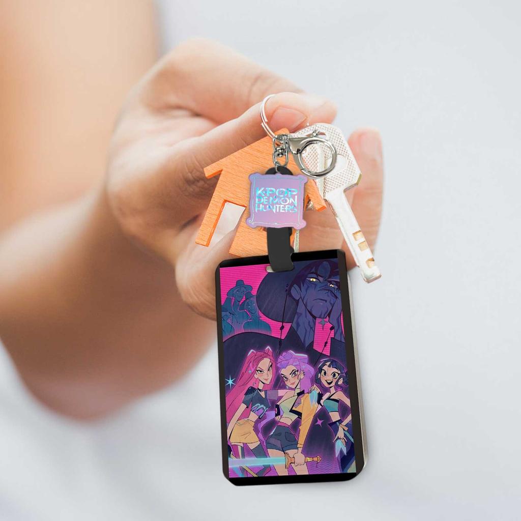 Push-pull Sliding Card Holder Acrylic Decorative Keychain Automatic Retractable Rope