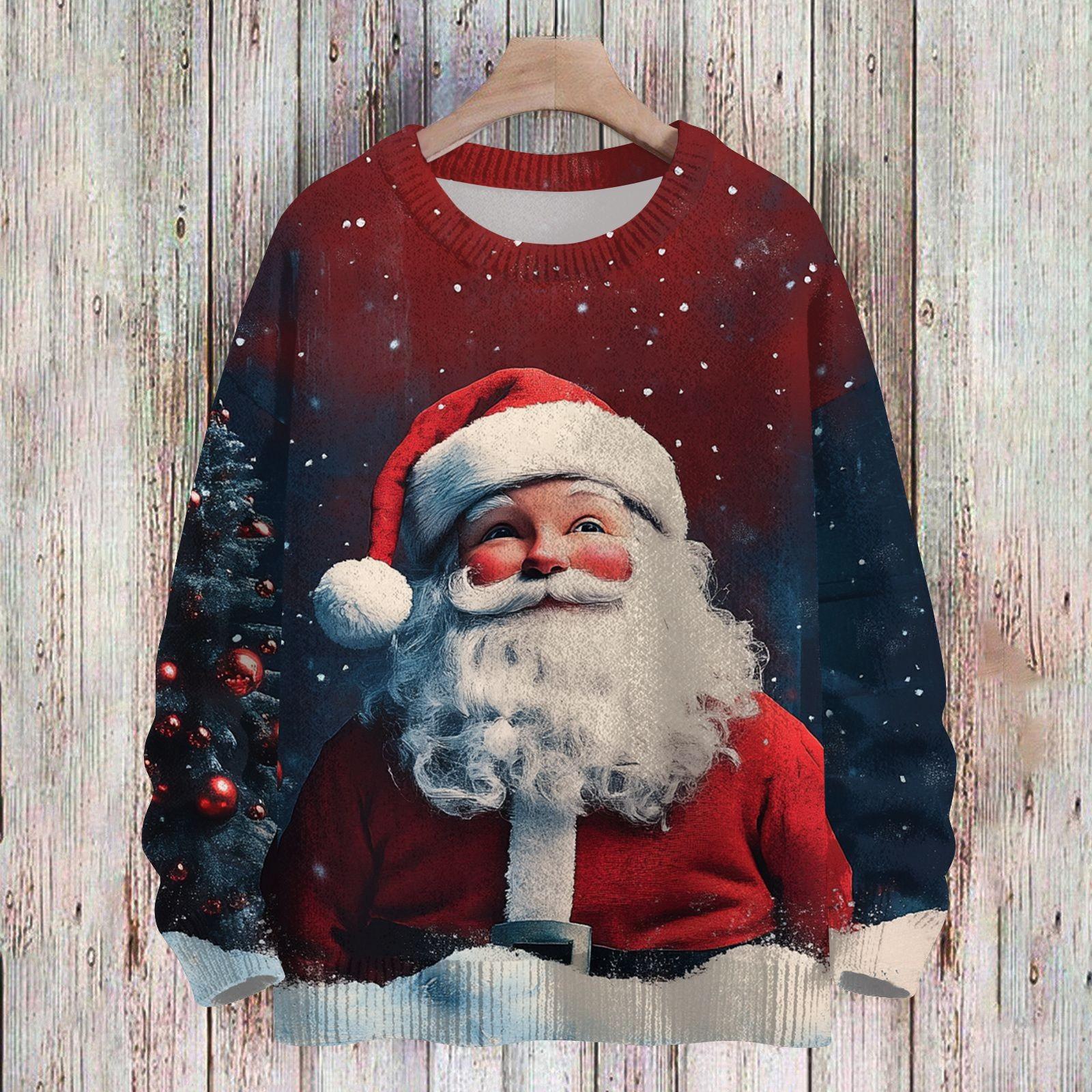 

Рождественские толстовки для детей, вязаные свитера для мальчиков и девочек, симпатичные рубашки, осенние свитера с круглым вырезом, топы 100