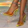 Fashion Liyke Orange Jelly PVC Transparent Slippers For Women Sexy Pointed Open Toe Thin High Heels Mules Party Prom Shoes Ladies Sandal