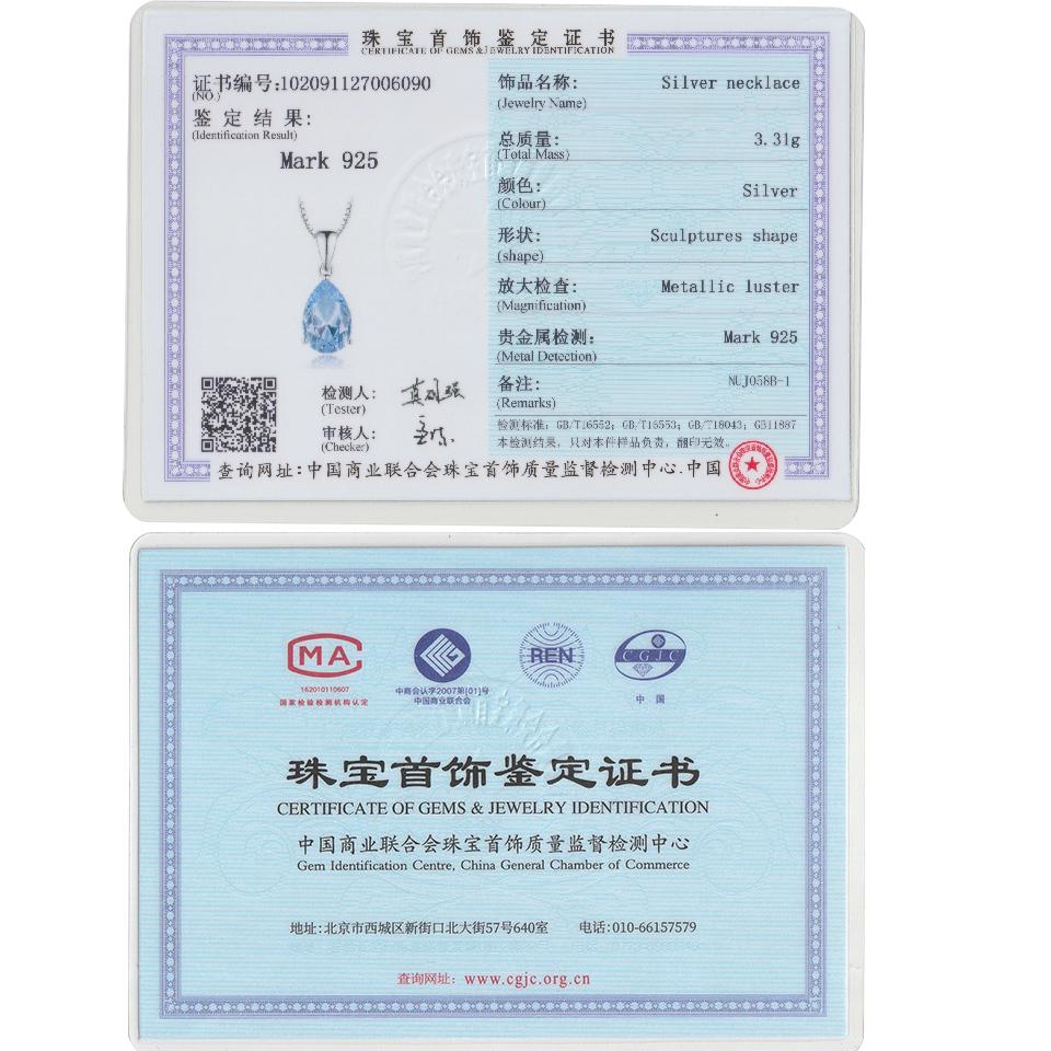 Umcho Simulați colier cu pandantiv cu topaz albastru pentru femei Colier cu lanț solitar cu picături de apă pentru femei