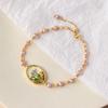 Handmade Floral Pearl Bracelet Women With Freshwater 18K Gold Plated Alloy Sweet Elegant Jewelry Accessory
