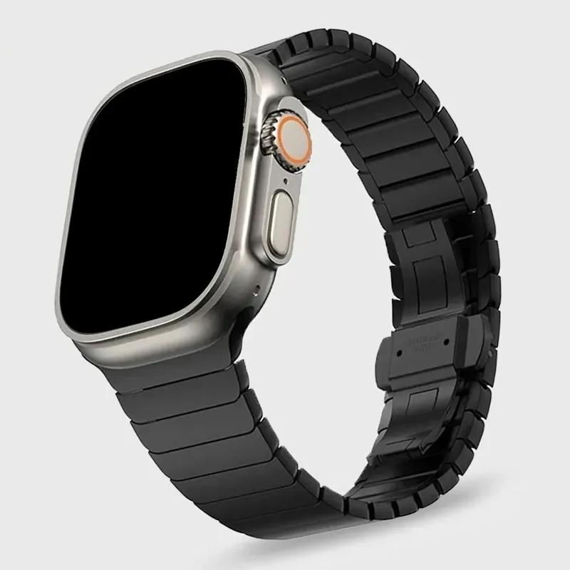 Magnetic Stainless Steel Band for Apple Watch 46mm 49mm 45mm 44mm Men Metal Link Bracelet for iWatch Series 10 9 8 7 6 5 Se Ultra 1 2