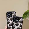 Leather Relif Cartoon Love Black White Heart Ins Shockproof Phone Case For Iphone 13 12 14 Pro Max 11 Promax Back Cover Capa