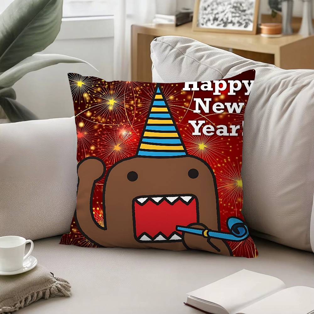 Cute D-Domo Kun-s Throw Pillow Covers Pattern Cushion Cover Suitable For Sofa Bedroom Car Pillow Cover