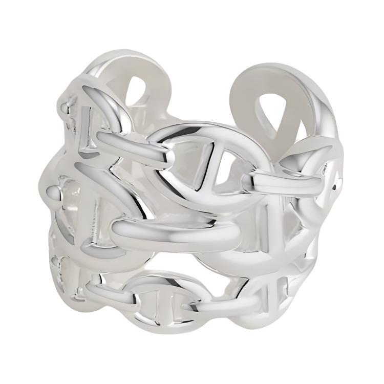

Hermes Chaine DAncre Anchor Chain Design 925 Silver Ring Women ring 103316508 Box+Shopping Bag,53