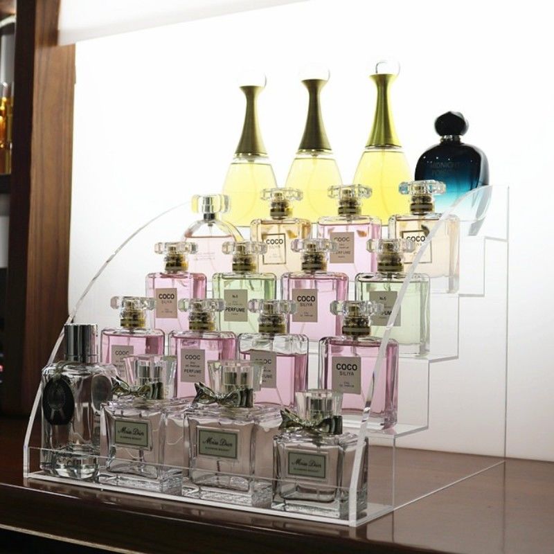 Cosmetics Storage Rack Acrylic Display Stand Dressing Table Multi Layer Organizational Shelves Desktop Ladder Type Showcase Box