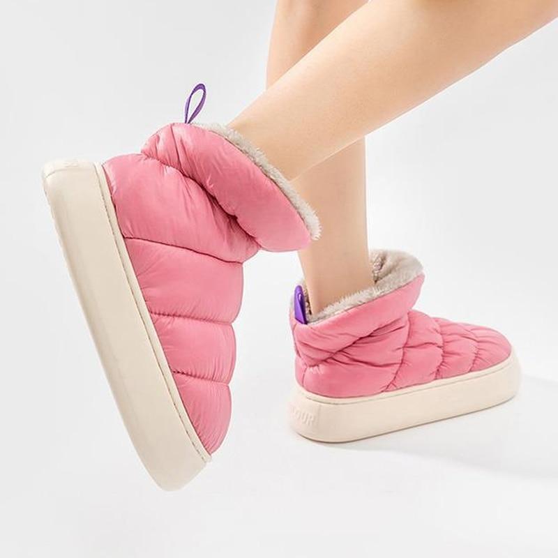Женская хлопковая обувь, зимние модные меховые ботильоны, нескользящие теплые женские зимние ботинки с толстой плюшевой подошвой и массивной меховой подошвой 40