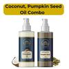 Wildflower Essentials Pumpkin Seed Oil and Coconut Oil Cold Pressed 100% Pure & Natural 100ml Each (Pack of 2) For Face, Hair, Skin, Body