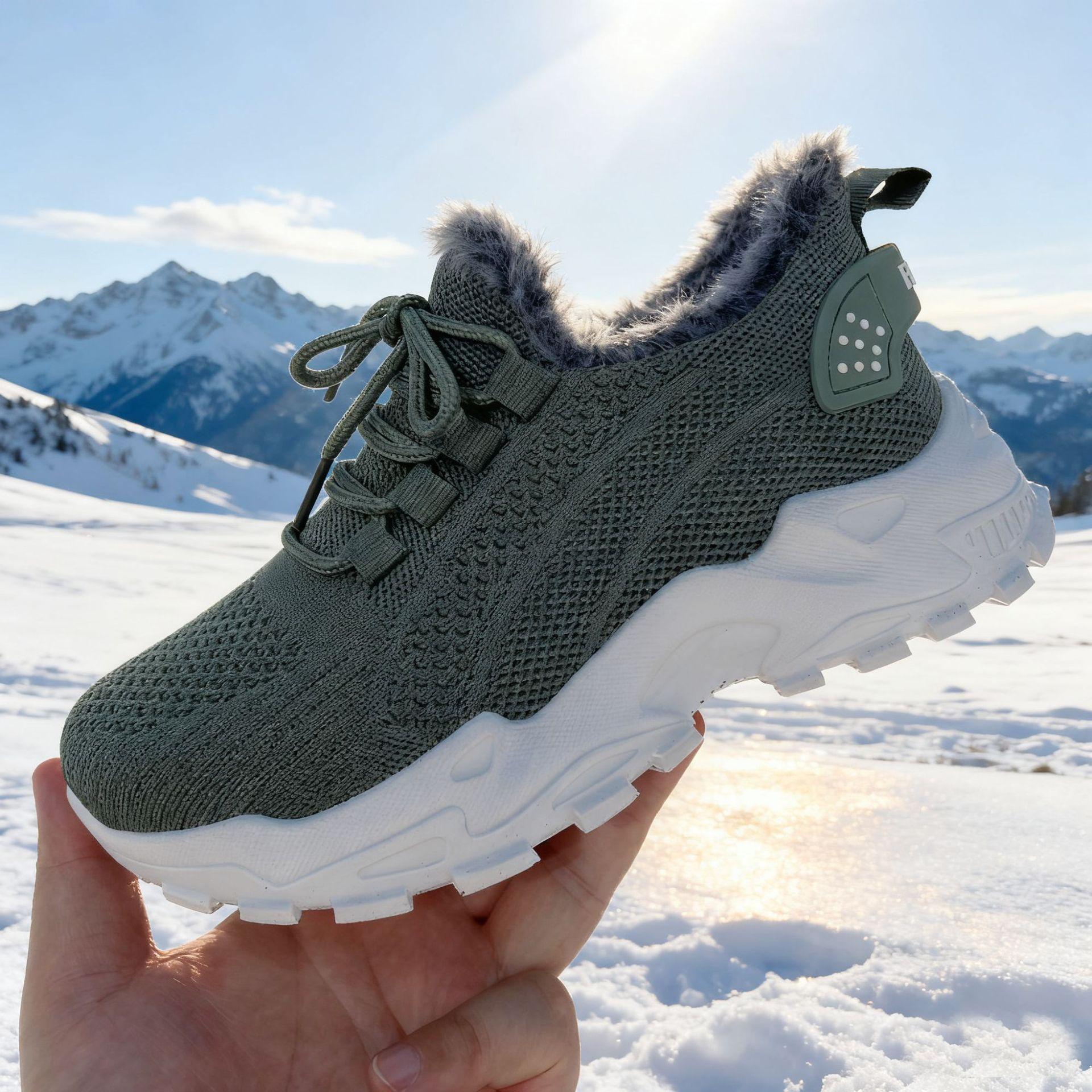 Cotton shoes women s large size women s boots cold-proof and warm cotton boots piled thickened cozy snow boots 45 зелёный 2250₽