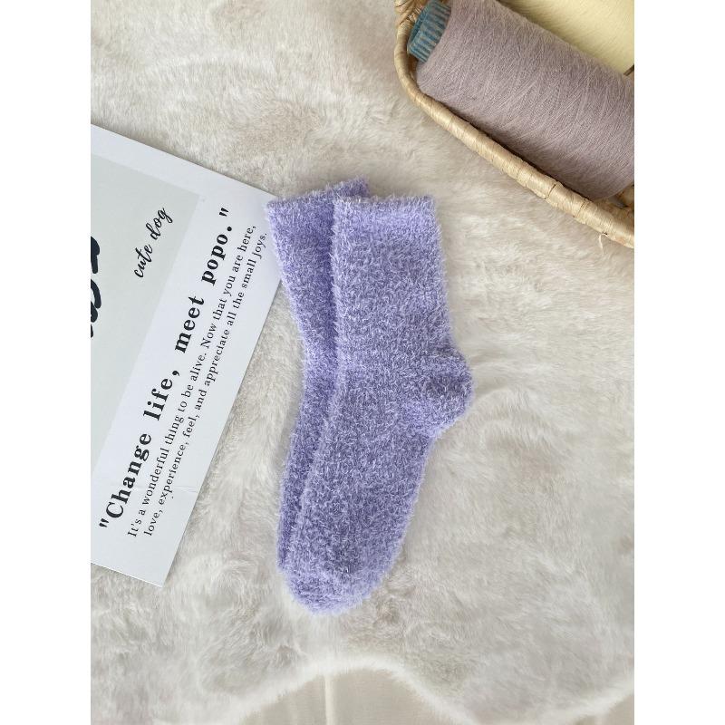 Nicht fusselnde Korallenfleece-Socken, Damen Einfarbige Haussocken, Halbfleece-Socken, Schlafsocken, Warme Fleece-Socken, Fleece-Bodensocken