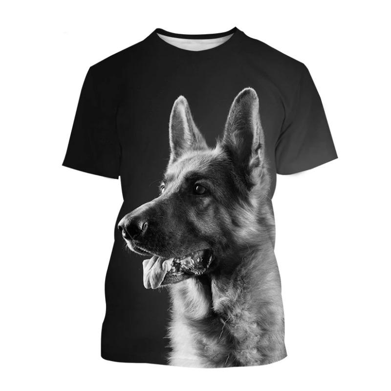 Animal German Shepherd 3D Print T-Shirts Summer Men Women Short Sleeve Dog T Shirt Oversized Harajuku Tees Tops Kids