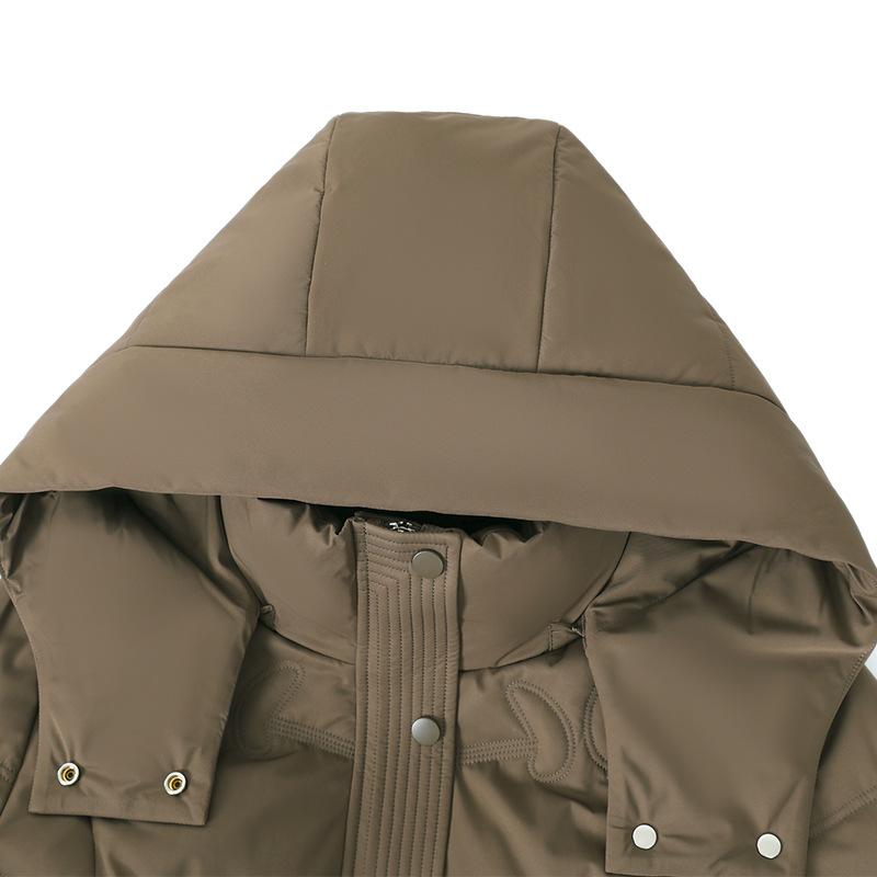 Middle Aged and Elderly Women's Long Down Jacket Winter White Duck Down Knee Length Cotton Jacket