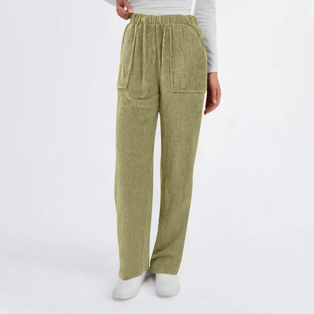 Women's Casual Fashion ,Color Drawstring Loose Straight,Leg Pants With Pockets