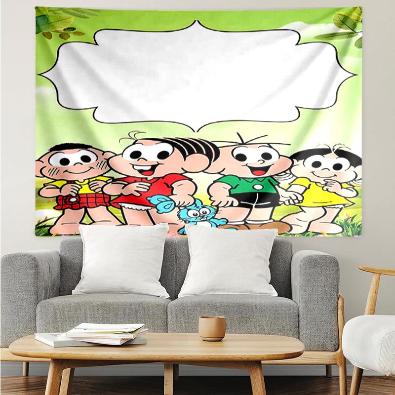 Turma-da-Mônica Print Tapestry, Backdrop, Easy Setup, Ideal for Bedroom, Office & Living Room, with Aesthetic Wall Hanging Decor.