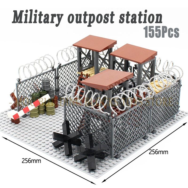 Militaire basis gevangenis scène MOC Bouwsteen Set Blok Bakstenen Architectonisch Ontwerp Compatibele Accessoires Speelgoed Speelsets