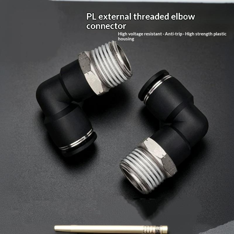1 Stuk Pl4-01 Pl6-02 Pl8-03 Industriële Pneumatische Fitting 90 Graden Push-in Koperen Luchtbuis Connector Meerdere Bsp Schroefdraad Maten