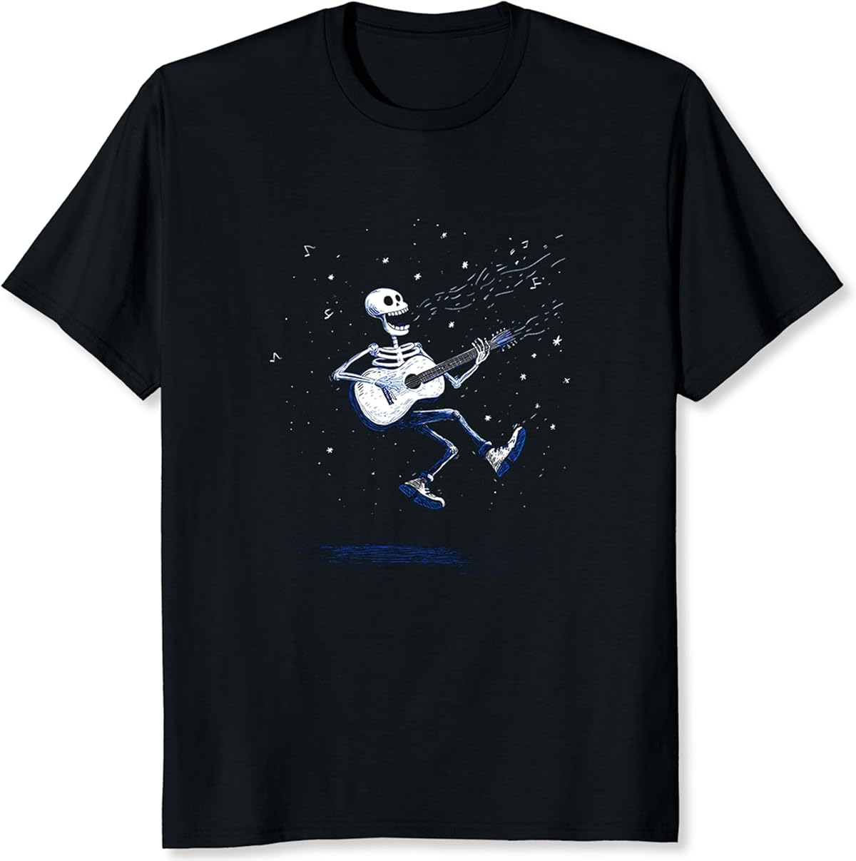 

Men’s Skeleton Guitar Graphic Tee Skull & Guitar Music Shir Gift for Guitar Players 2XL