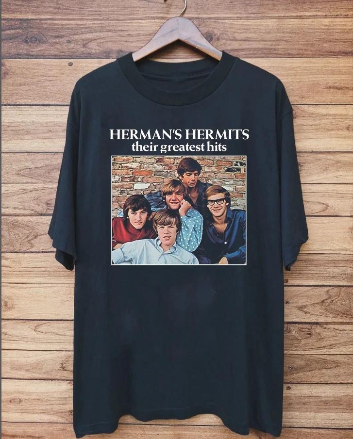 

Herman039s Hermits Band Their Greatest Hits Cotton T Shirt Size S-5XL Unisex T-Shirt XXXL