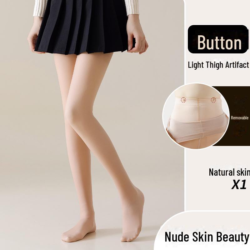 

Женские колготки телесного цвета с двухслойной застежкой на пуговицы и съемной бархатной подкладкой - плотные колготки телесного цвета для осени и зимы 130g Spring/Autumn [No Velvet]