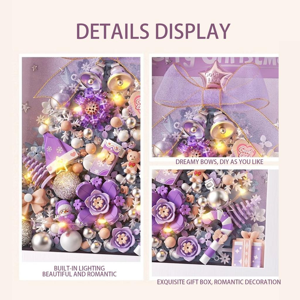 Christmas Tree Photo Frame BuildingBlocks, Small ParticleAssembly Toys, Light 3d Painting Ornaments, Christmas Handmade Diy Gifts