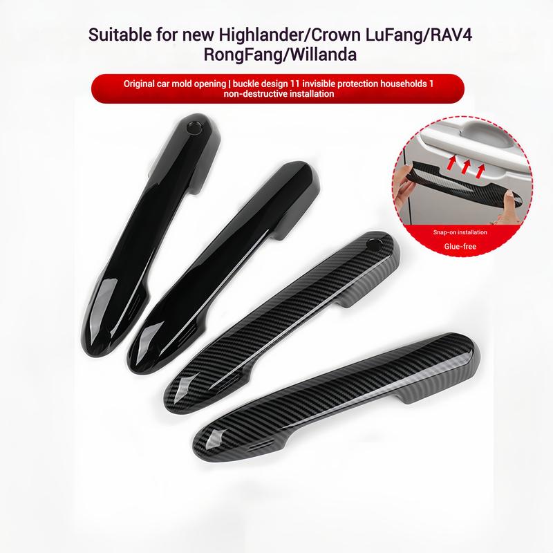 Car Door Handle Cover For Toyota Highlander CROWN KLUGER RAV4 WILANDER No Tape Required, Full Coverage,ABS Material Accessories