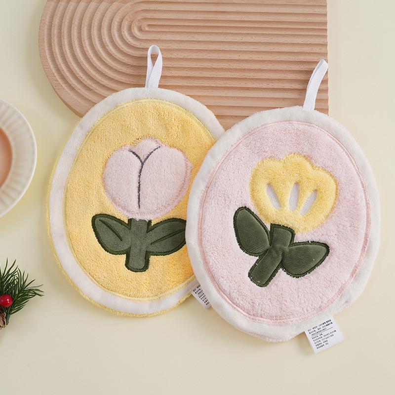 Cute Flower Handkerchief Hanging Toilet Kitchen Thick Cloth Super Absorbent Thick Handkerchief