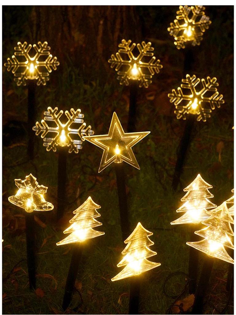 Solar-Powered LED Christmas Star & Snowflake Garden Lights