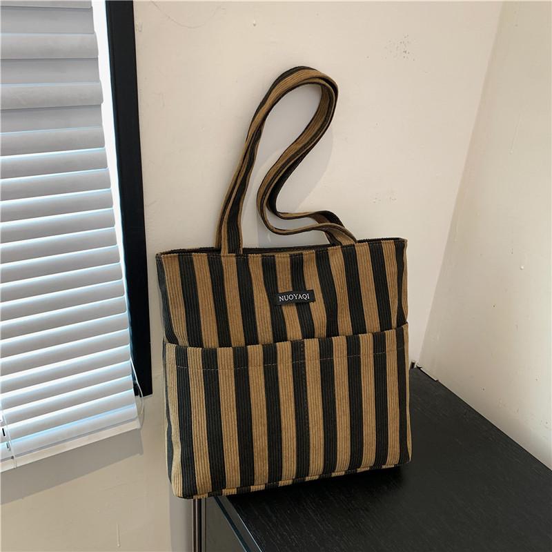 Corduroy bag, new women's bag, fashionable stripe, versatile shoulder bag, bag, one piece