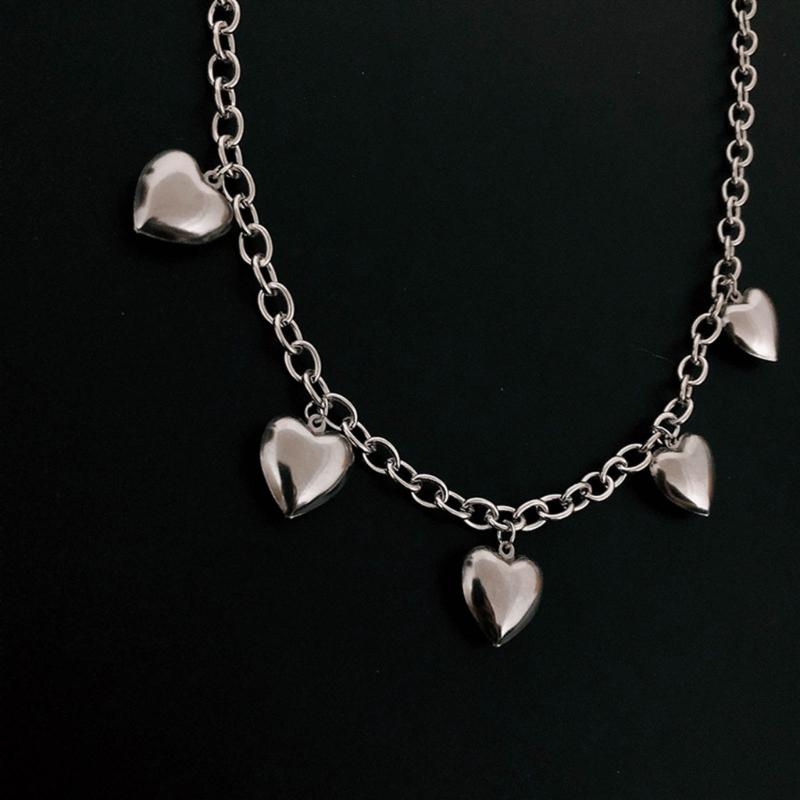 Heart Shape Designs Clavicle Necklace Love Heart Pendant Neckchains for Women Long Chains Collar Choker Party Jewelry