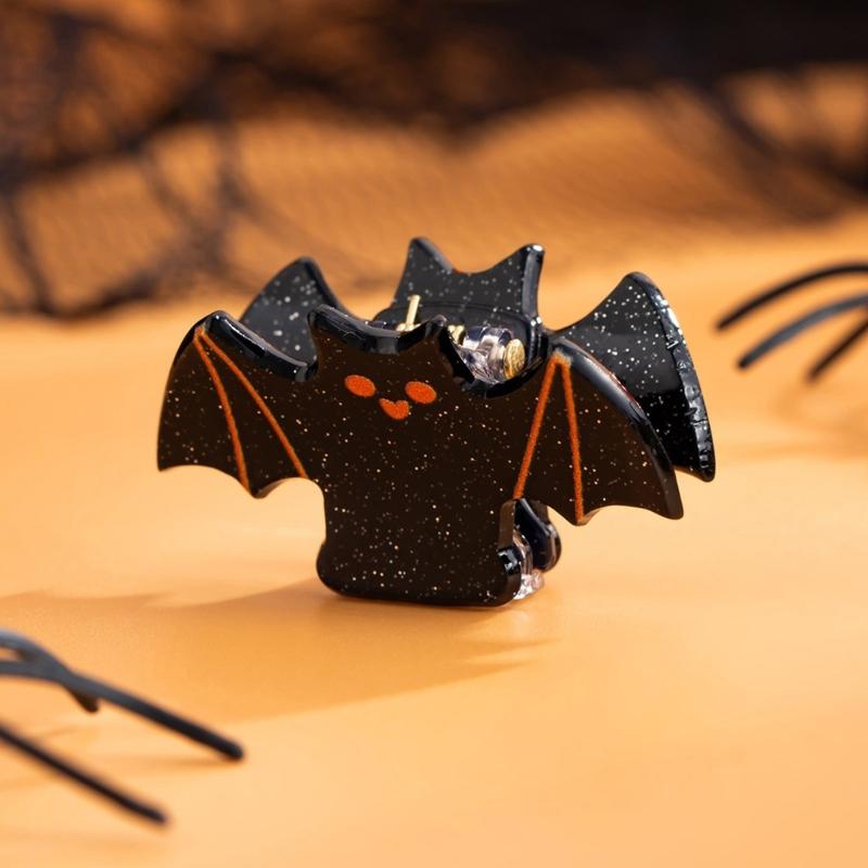 1PC Halloween Bat Pumpkin Spiders Hair Clip For Kids Party Costume Accessories Practical Acrylic Design Safe Hairpins