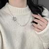 50CM Butterfly Buckle Sweater Chain AAA Baroque Long Necklace 6-8mm Natural White Freshwater Pearl Immortal Charm Pearl