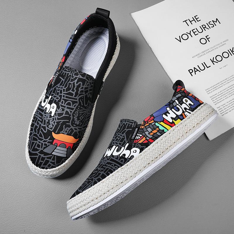 Herrskor Casual Andningsbara Slip On Sneakers Herr Canvas Skor Sommar Klassiska Herr Båtskor Loafers för Män Billiga Espadriller