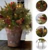 Lighted Christmas Filler Lit Xmas Trees With Golden & Red Berries Tripod Stake And LED Lights Outdoor Light Up Planter Filler