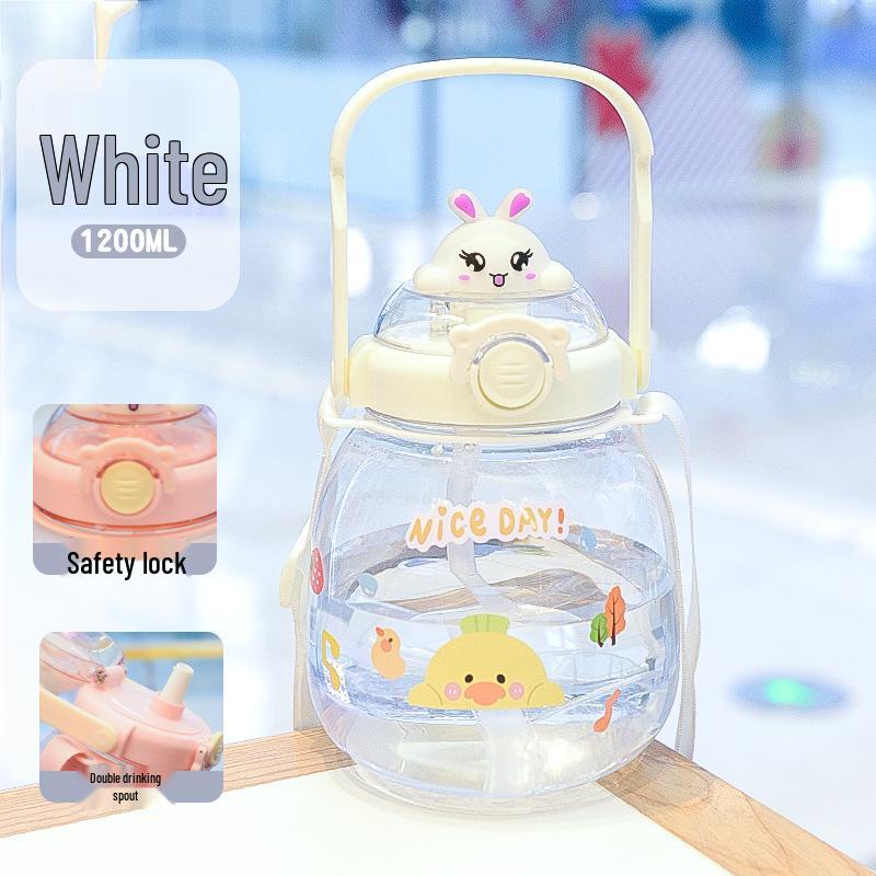 High-Capacity Dual-Use Summer Straw Cup for Girls - Portable Space-Saving Design
