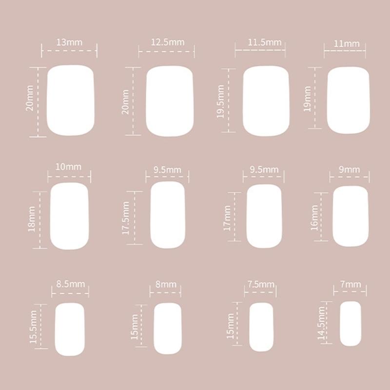 Quadratische Aufklebenägel Stern Falsche Nägel Aufklebenägel in 12 Größen, 24 Stück Französische Nagelspitzen für DIY Nagelkunst Dekorationen