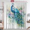 2PC Home Decoration Curtains, Peacock Background With Rod Pocket Curtains, Kitchen, Coffee Shop, Living Room, Balcony, Garden