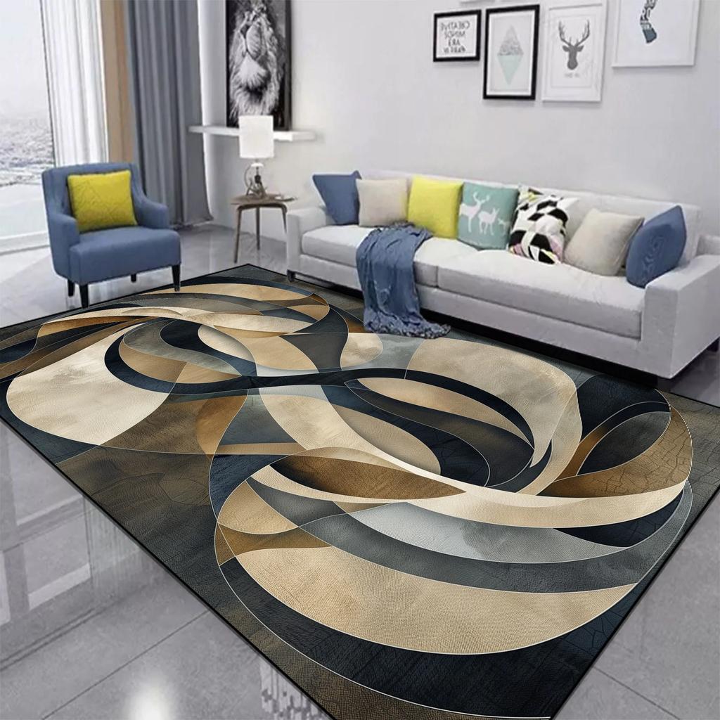 Red Black Swirl Rug Abstract Carpet for Living Room Large Bedroom Decoration Rug Light Luxury Sofa Coffee Table Mat Non-slip